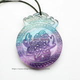 Natural Rainbow Fluorite Carved Pendant 31x39mm