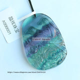 Natural Rainbow Fluorite 31x44mm Carved Pendant
