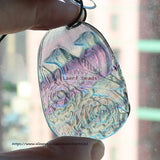 Natural Rainbow Fluorite 31x44mm Carved Pendant
