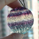 Natural Rainbow Fluorite 36mm Carved Pendant