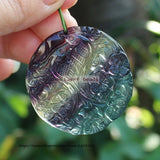 Natural Rainbow Fluorite 36mm Carved Pendant