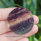 Natural Rainbow Fluorite 36mm Carved Pendant
