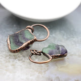 Rainbow Fluorite Brass Hoop Pendants, Reiki Healing Necklace