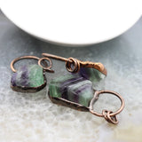Rainbow Fluorite Brass Hoop Pendants, Reiki Healing Necklace