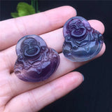 Rainbow Fluorite Buddha Pendant Crystal Carved Figurine Gift