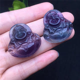 Rainbow Fluorite Buddha Pendant Crystal Carved Figurine Gift