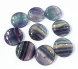 2pcs 25mm Round Natural Rainbow Fluorite Cabochon Gemstone Beads