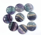 2pcs 25mm Round Natural Rainbow Fluorite Cabochon Gemstone Beads