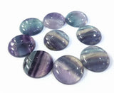 2pcs 25mm Round Natural Rainbow Fluorite Cabochon Gemstone Beads