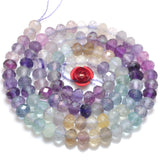 Rainbow Fluorite Faceted Rondelle Beads Semi Precious Stone