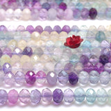 Rainbow Fluorite Faceted Rondelle Beads Semi Precious Stone