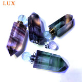 Rainbow Fluorite Hexagon Prism Perfume Bottle Pendant Chakra Crystal