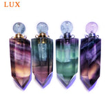 Rainbow Fluorite Hexagon Prism Perfume Bottle Pendant Chakra Crystal