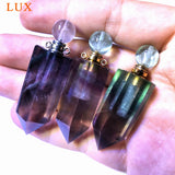 Rainbow Fluorite Hexagon Prism Perfume Bottle Pendant Chakra Crystal