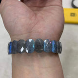 Rainbow Labradorite Stone Beads Bracelet Gemstone Bangle DIY Jewelry