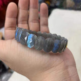Rainbow Labradorite Stone Beads Bracelet Gemstone Bangle DIY Jewelry