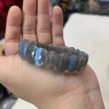Rainbow Labradorite Stone Beads Bracelet Gemstone Bangle DIY Jewelry