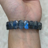 Rainbow Labradorite Stone Beads Bracelet Gemstone Bangle DIY Jewelry