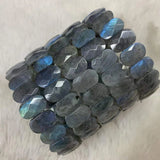 Rainbow Labradorite Stone Beads Bracelet Gemstone Bangle DIY Jewelry