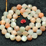 Rainbow Moonstone Diamond Faceted Round Beads