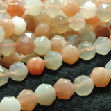 Rainbow Moonstone Diamond Faceted Round Beads