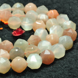 Rainbow Moonstone Diamond Faceted Round Beads