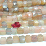 Rainbow Moonstone Faceted Cube Loose Beads Bracelet Necklace