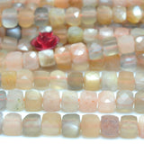 Rainbow Moonstone Faceted Cube Loose Beads Bracelet Necklace