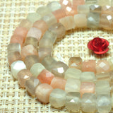 Rainbow Moonstone Cube Beads for Jewelry Making