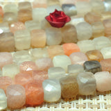 Rainbow Moonstone Cube Beads for Jewelry Making