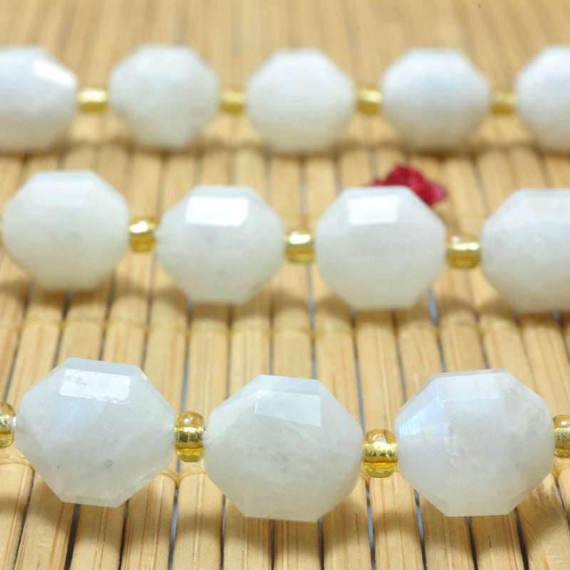 Natural Rainbow Moonstone Faceted Double Terminated Point Loose Beads