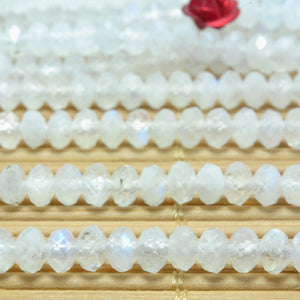 Rainbow Moonstone Faceted Rondelle Loose Beads Gemstone Bracelet Necklace