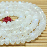 Rainbow Moonstone Faceted Rondelle Loose Beads Gemstone Bracelet Necklace