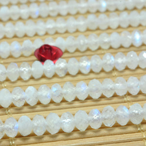 Rainbow Moonstone Faceted Rondelle Loose Beads Gemstone Bracelet Necklace