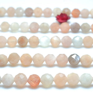 Rainbow Moonstone Faceted Round Loose Beads Gemstone Bracelet Necklace