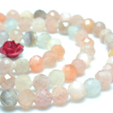 Rainbow Moonstone Faceted Round Loose Beads Gemstone Bracelet Necklace