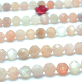 Rainbow Moonstone Faceted Round Loose Beads Gemstone Bracelet Necklace