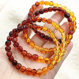 7mm Natural Rainbow Amber Bracelet Women Healing Stretch Jewelry