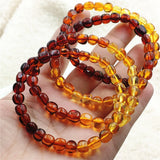 7mm Natural Rainbow Amber Bracelet Women Healing Stretch Jewelry