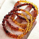 7mm Natural Rainbow Amber Bracelet Women Healing Stretch Jewelry