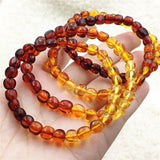 7mm Natural Rainbow Amber Bracelet Women Healing Stretch Jewelry