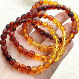 7mm Natural Rainbow Amber Bracelet Women Healing Stretch Jewelry