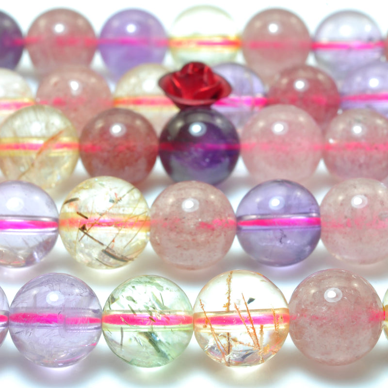 Mixed Amethyst Strawberry Quartz Gemstone Beads