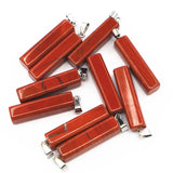 Red Jade Cuboid Pendant Charms for Jewelry Making 10PCs