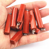 Red Jade Cuboid Pendant Charms for Jewelry Making 10PCs