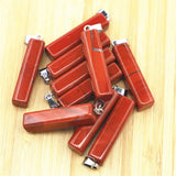 Red Jade Cuboid Pendant Charms for Jewelry Making 10PCs
