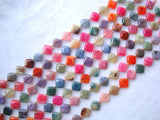 Rainbow Veins Agate Flat Diamond Shape 14mm Loose Beads