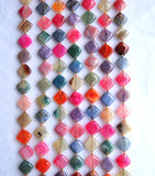 Rainbow Veins Agate Flat Diamond Shape 14mm Loose Beads