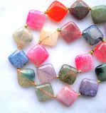 Rainbow Veins Agate Flat Diamond Shape 14mm Loose Beads