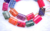 Rainbow Veins Agate Flat Tube 13*18mm Loose Beads DIY Jewelry Making